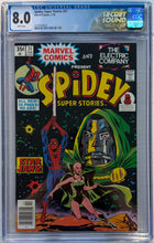 Load image into Gallery viewer, Spidey Super Stories #31 CGC 8.0 app. of Moondragon &amp; Doctor Doom
