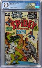 Load image into Gallery viewer, Spidey Super Stories #50 CGC 9.8 app. of She-Hulk, Daredevil, Rhino &amp; Chameleon
