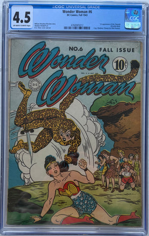 Wonder Woman #6 CGC 4.5 1st app. Cheetah. 4 pg. Madame Chiang Kai-Shek feature