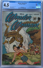 Load image into Gallery viewer, Wonder Woman #6 CGC 4.5 1st app. Cheetah. 4 pg. Madame Chiang Kai-Shek feature
