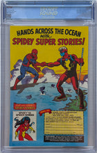 Load image into Gallery viewer, Spidey Super Stories #32 CGC 9.6 Spider-Woman, Captain Britain &amp; Doctor Octopus app. Spidey Stamp on back cover
