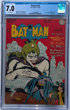 Load image into Gallery viewer, Batman #49 CGC 7.0 app. of Joker; 1st app. of Vicki Vale and Mad-Hatter
